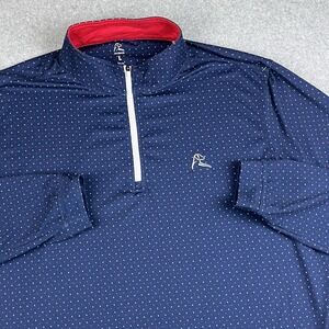 Rhoback Performance Pullover Large 1/4 Q-Zip Blue Polka Dot Stateside USA